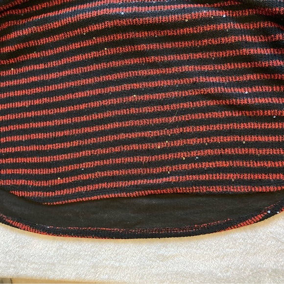 Ruby Rd. Striped Cowl Neck Sweater in Black and Red with Sparkly Sequins - Picture 10 of 10